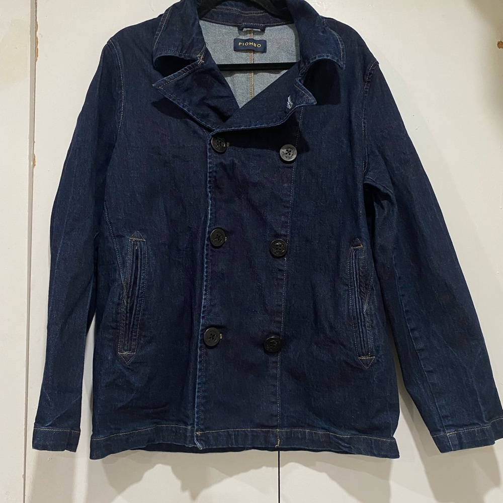 Piombo denim jacket navy blue double breasted women’s large cotton - Picture 5 of 10